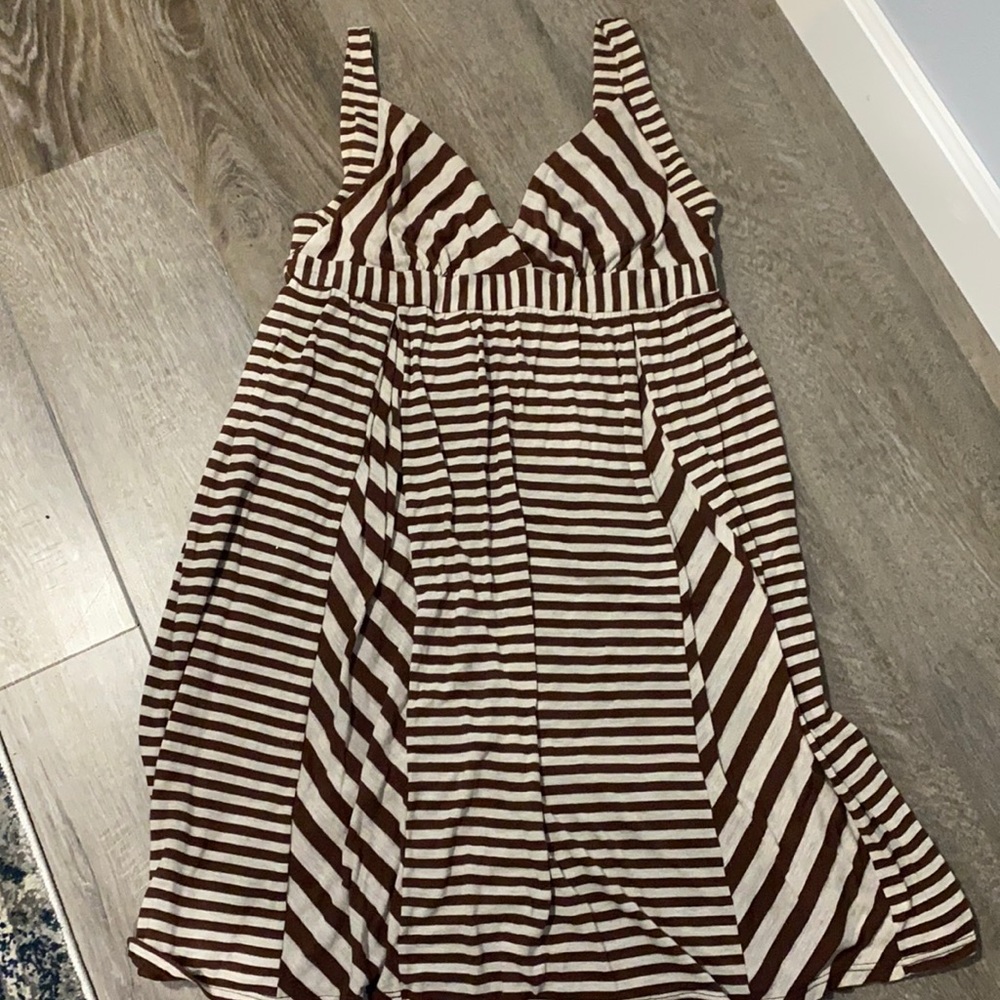 Ella Moss Brown and Cream Striped Sundress